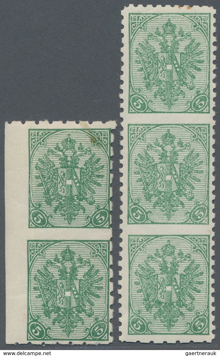 Bosnien Und Herzegowina: 1900, Definitives "Double Eagle", 5h. Green, Specialised Assortment Of 16 S - Bosnien-Herzegowina