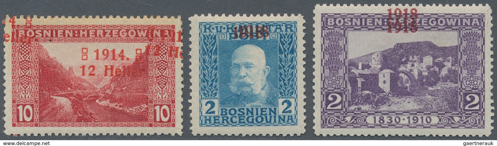 Bosnien Und Herzegowina: 1914/1918, Various Overprint Issues, Specialised Assortment Of Apprx. 49 St - Bosnia And Herzegovina