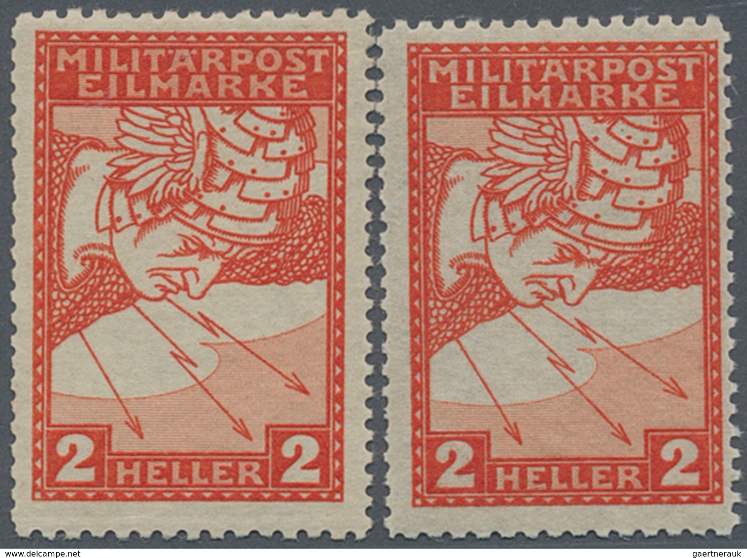 Bosnien Und Herzegowina: 1916, Express Stamps, Lot Of Five Stamps Incl. Two Mint Copies 2h. Vermilio - Bosnië En Herzegovina