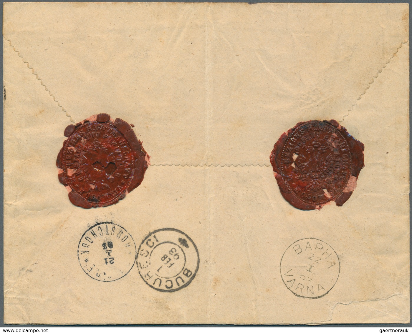 Bulgarien: 1862/1945, Collection Of 33 Entires Incl. 1879 1fr. Black/red On Reverse Of Cover From So - Lettres & Documents