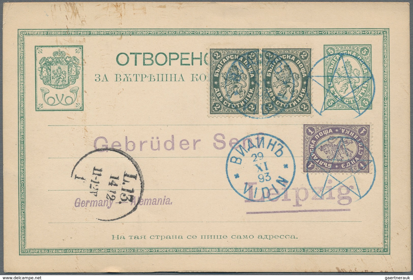 Bulgarien: 1890/1898, Lion Issues, Lot Of 24 Covers/cards/stationeries, Mainly Sent To Foreign Desti - Covers & Documents