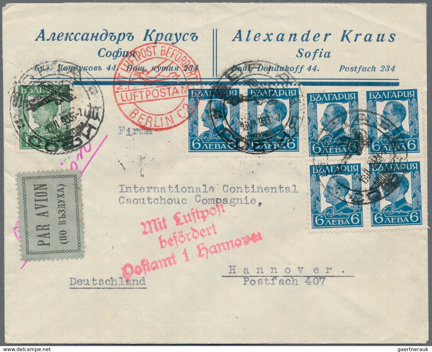 Bulgarien: 1933/1945, Holding Of Apprx. 160 Commercial Covers Bearing Definitive Frankings, Incl. Re - Lettres & Documents