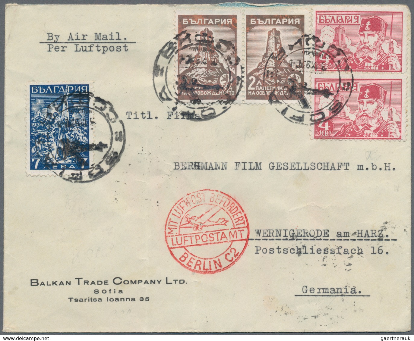 Bulgarien: 1933/1945, Holding Of Apprx. 160 Commercial Covers Bearing Definitive Frankings, Incl. Re - Covers & Documents