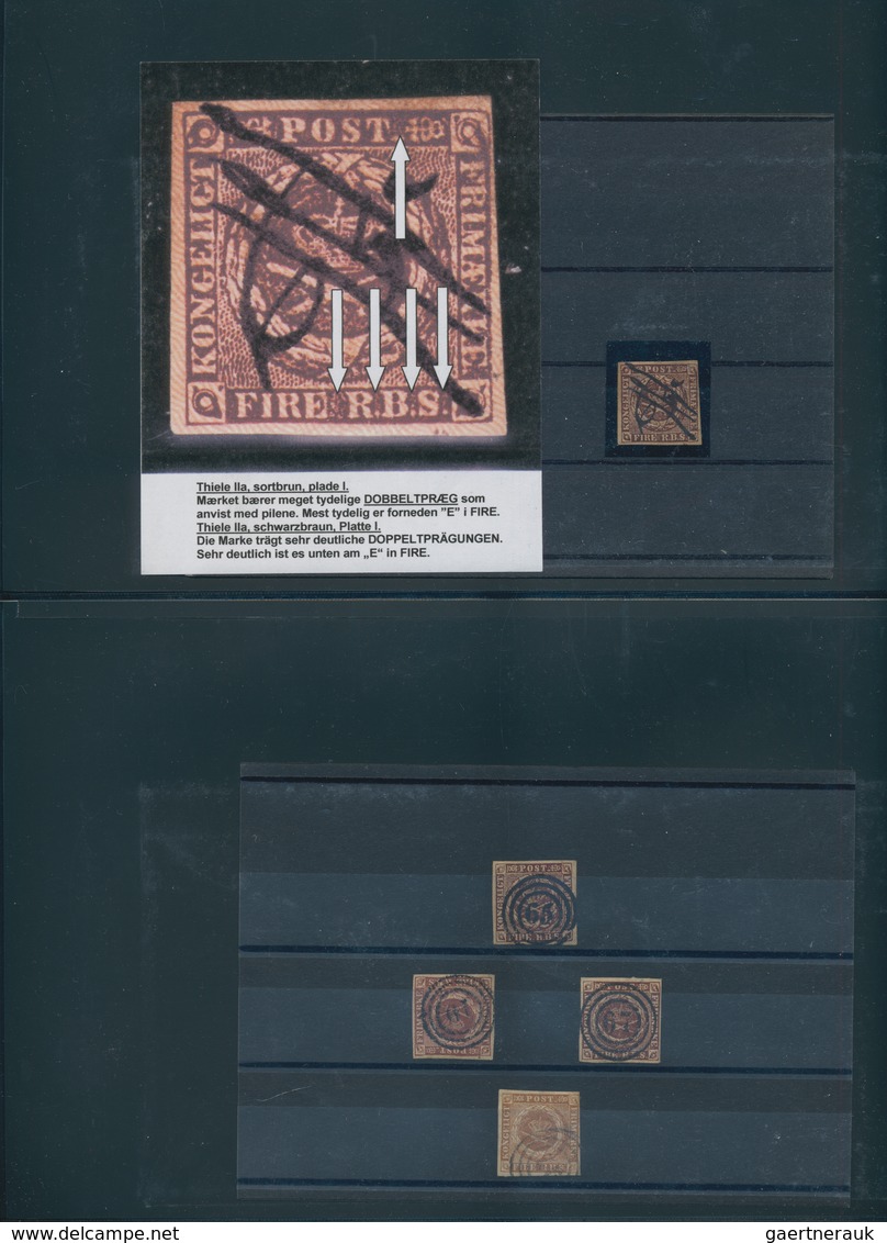 Dänemark: 1851-54 The 4 R.B.S. Brown: Collection Of 36 Stamps And 6 Covers From Various Printings By - Briefe U. Dokumente