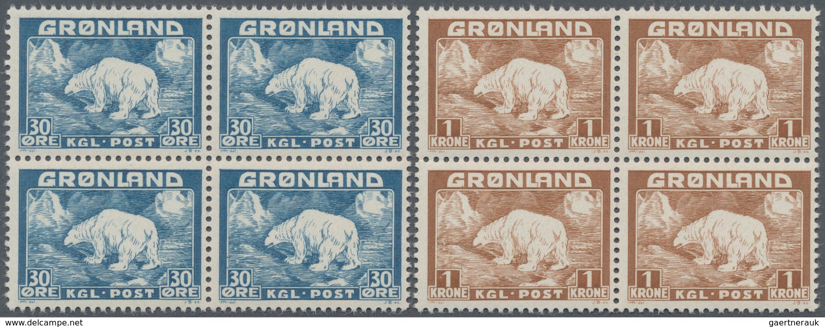 Dänemark - Grönland: 1938, Polar Bear 30öre Blue And 1kr. Brown In A Lot With 57 Stamps Each Mostly - Lettres & Documents