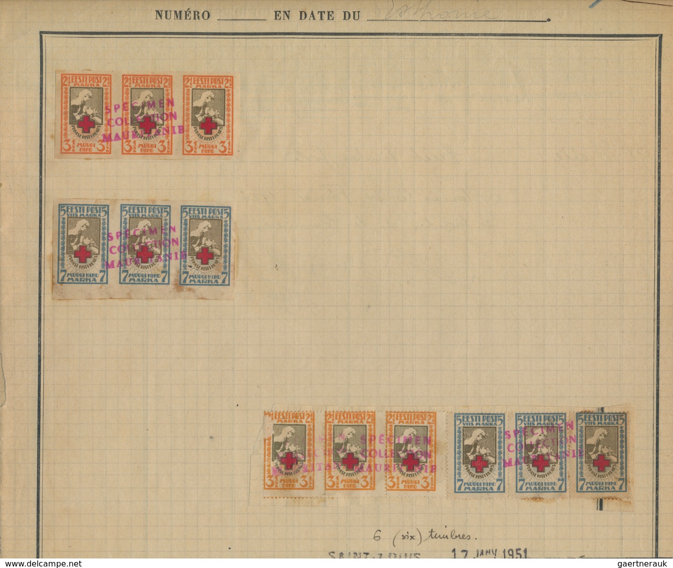 Estland: 1921. Red Cross. Perforated + Imperforated, 4 Strips Of 3 On UPU Album Page, Red Overprint - Estonie