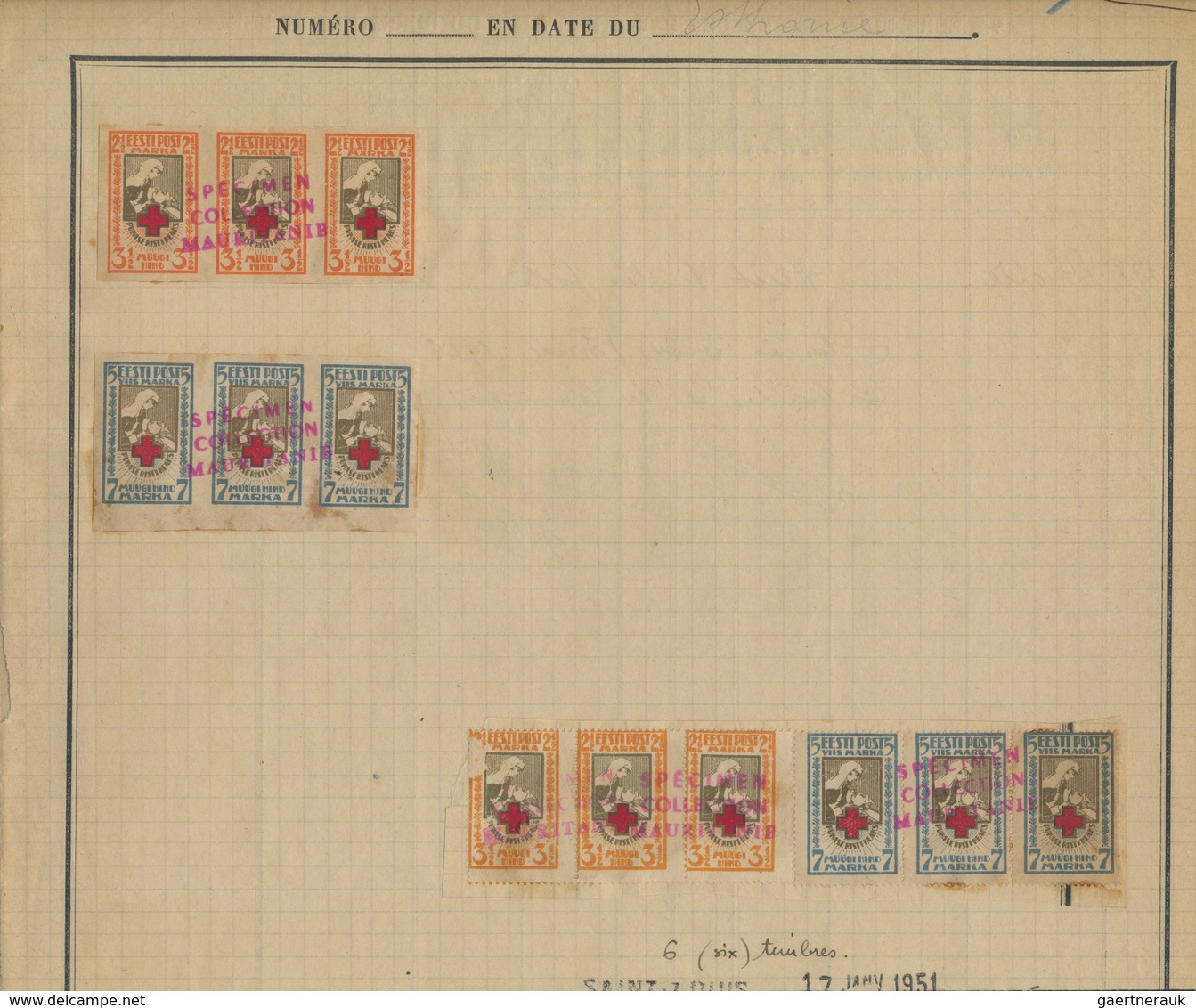 Estland: 1921. Red Cross. Perforated + Imperforated, 4 Strips Of 3 On UPU Album Page, Red Overprint - Estland