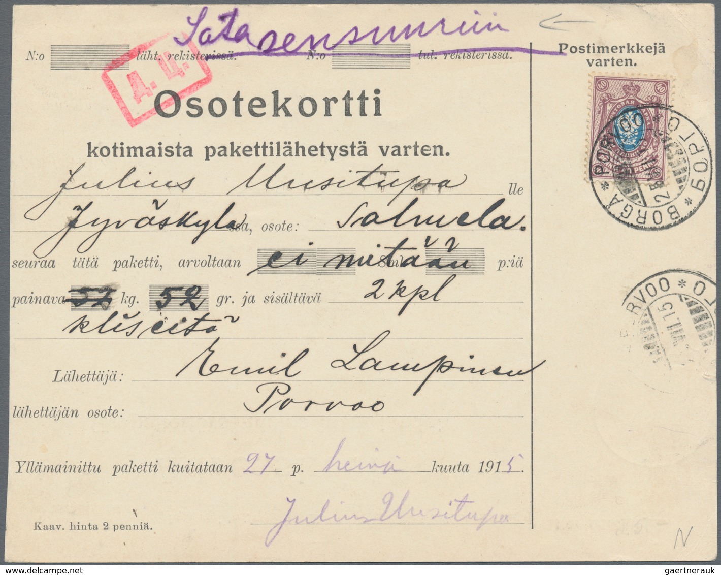 Finnland: 1914/1917, Vielseitiger Sammlungsbestand Von Ca. 90 Zensierten Inlandsbelegen Aus Russisch - Used Stamps