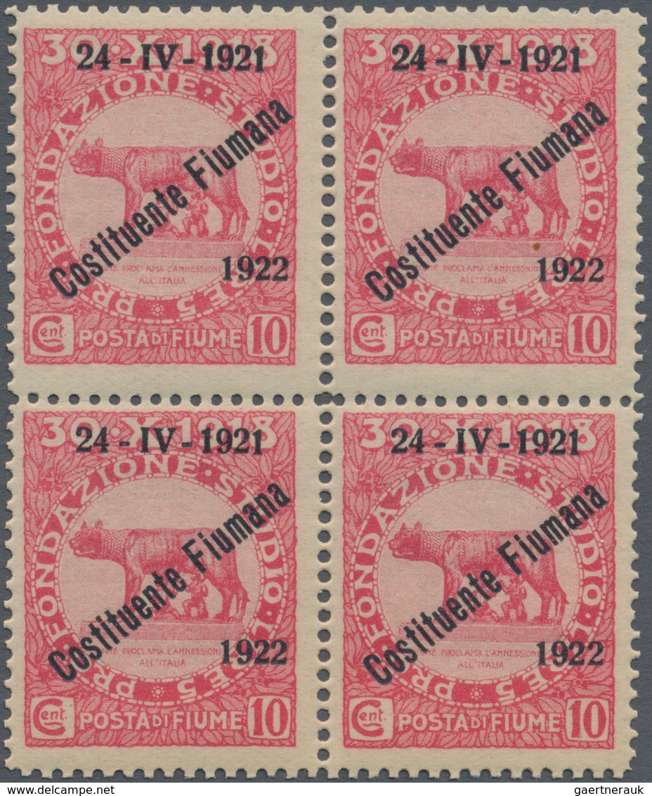 Fiume: 1918/1924, Accumulation On Eight Large Stockcards With Several Better Issues And Some Blocks/ - Fiume