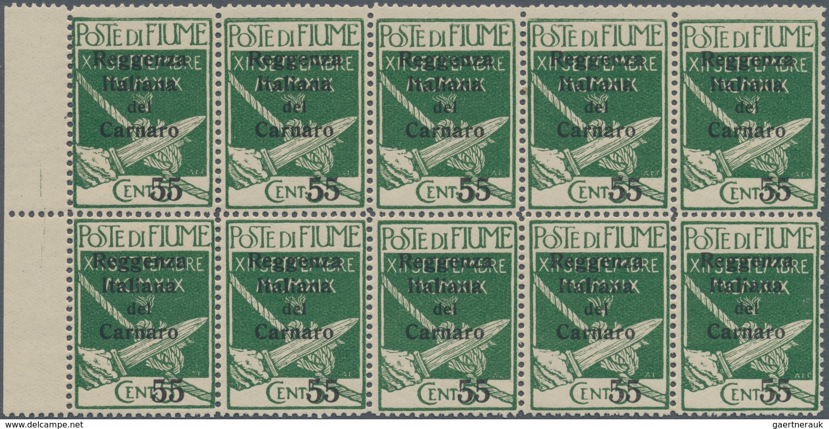 Fiume - Besetzung Der Carnaro-Inseln: 1920, Military Stamp 5c. Green With Black Opt. ‚Reggenza Itali - Fiume