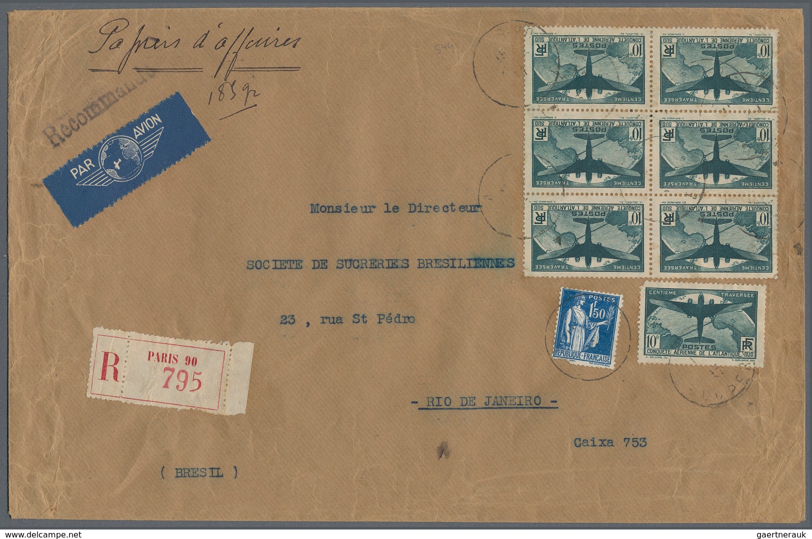 Frankreich: 1900/1960, absolutely awesome collection of blocks of four on entires bearing 450 envelo