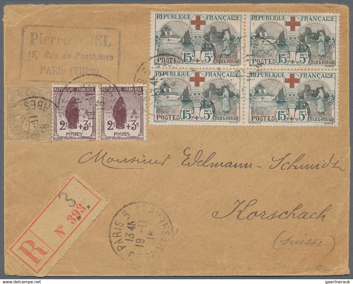 Frankreich: 1900/1960, absolutely awesome collection of blocks of four on entires bearing 450 envelo