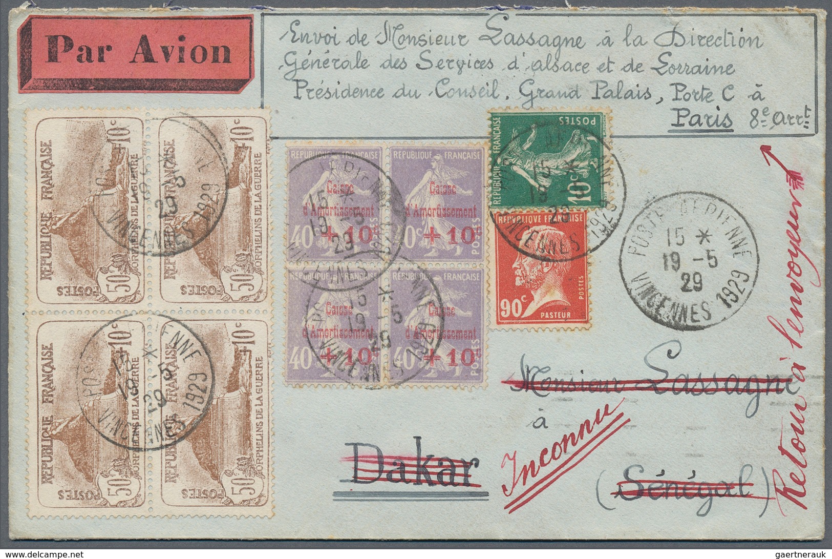 Frankreich: 1900/1960, absolutely awesome collection of blocks of four on entires bearing 450 envelo