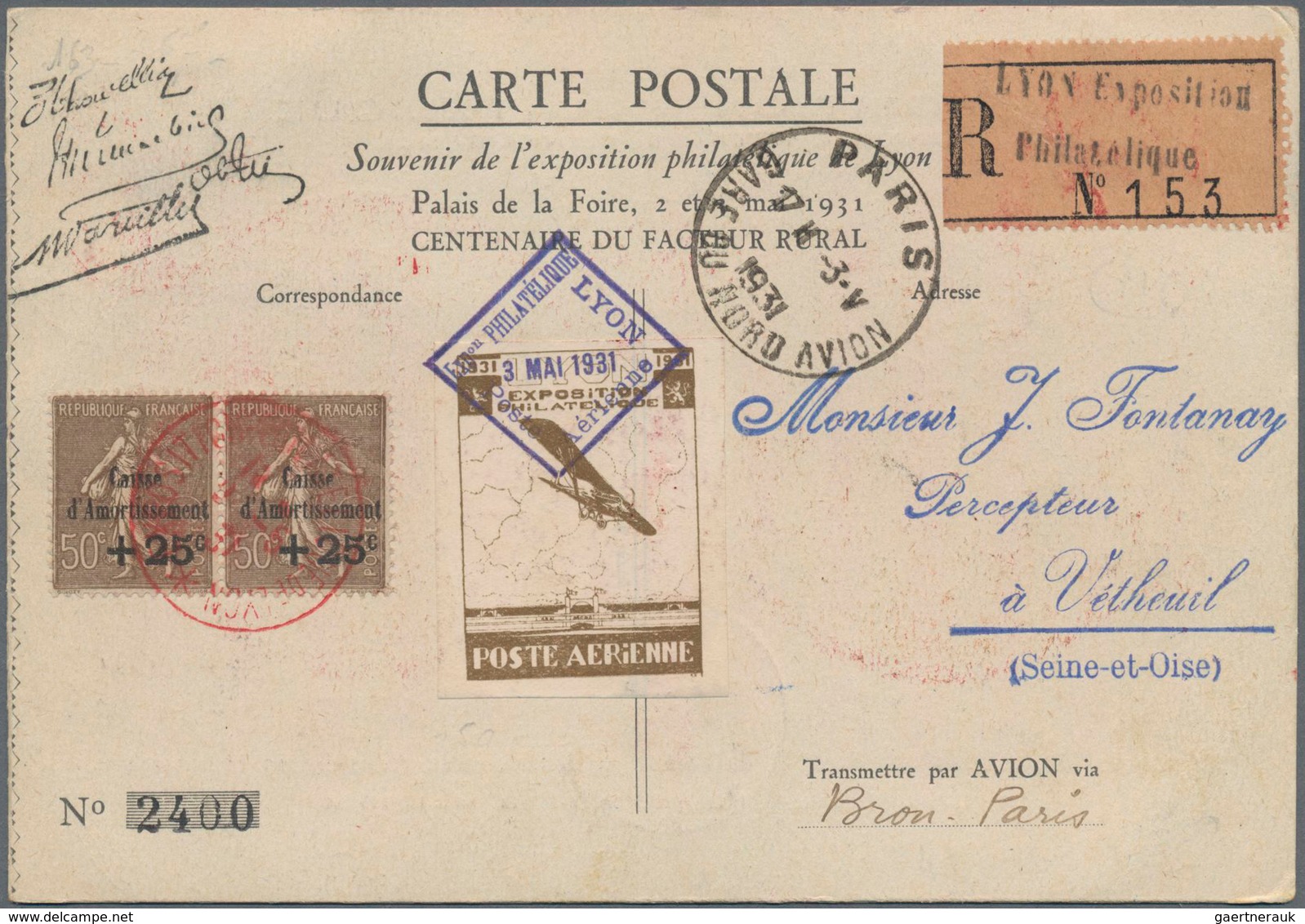 Frankreich: 1910/1939, Airmail, lot of seven covers/cards, showing flight cachets, airmail frankings