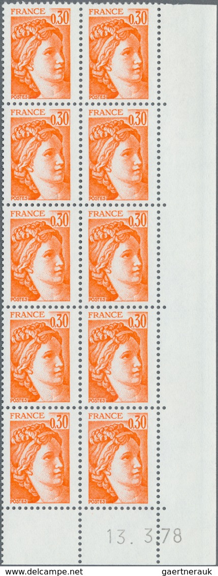 Frankreich: 1977/1978, Definitives 'Sabinerin' Complete Set Of 15 Different Values All WITHOUT PHOSP - Colecciones Completas