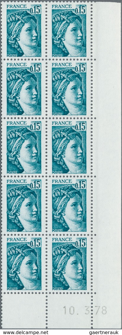 Frankreich: 1977/1978, definitives 'Sabinerin' complete set of 15 different values all WITHOUT PHOSP