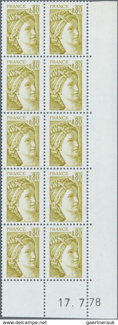 Frankreich: 1977/1978, definitives 'Sabinerin' complete set of 15 different values all WITHOUT PHOSP