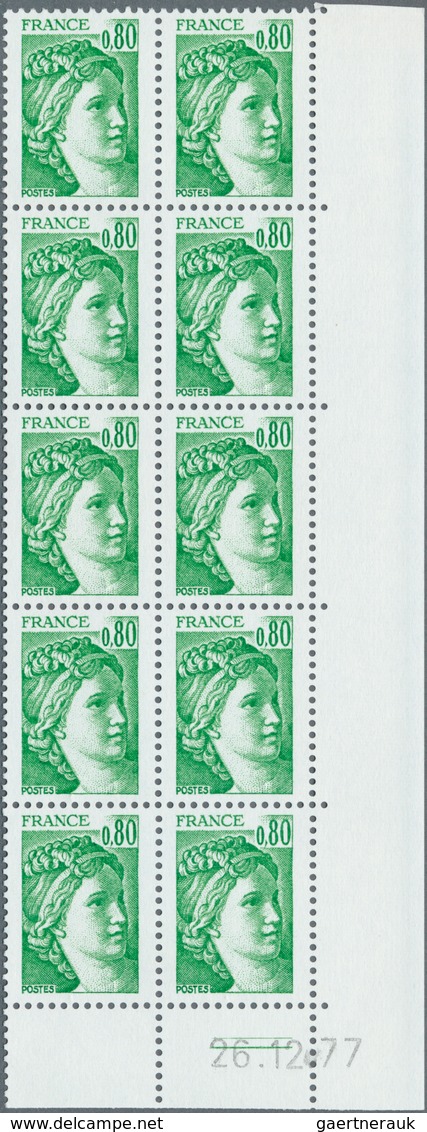 Frankreich: 1977/1978, definitives 'Sabinerin' complete set of 15 different values all WITHOUT PHOSP