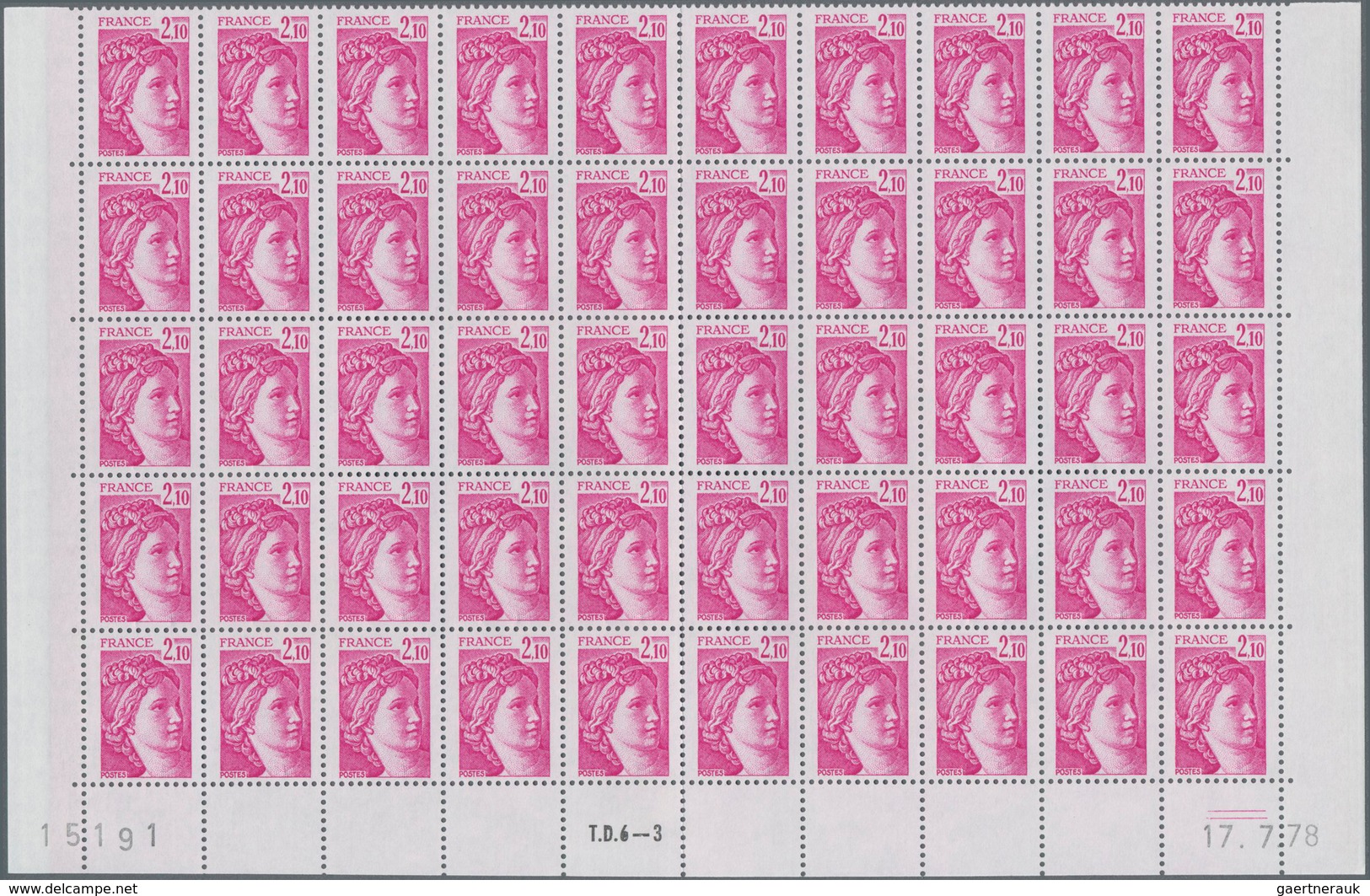 Frankreich: 1978, Definitives "Sabine De Gandon", MISSING PHOSPHOR (BRILLIANT GUM), 0.80fr.-2.10fr., - Collections