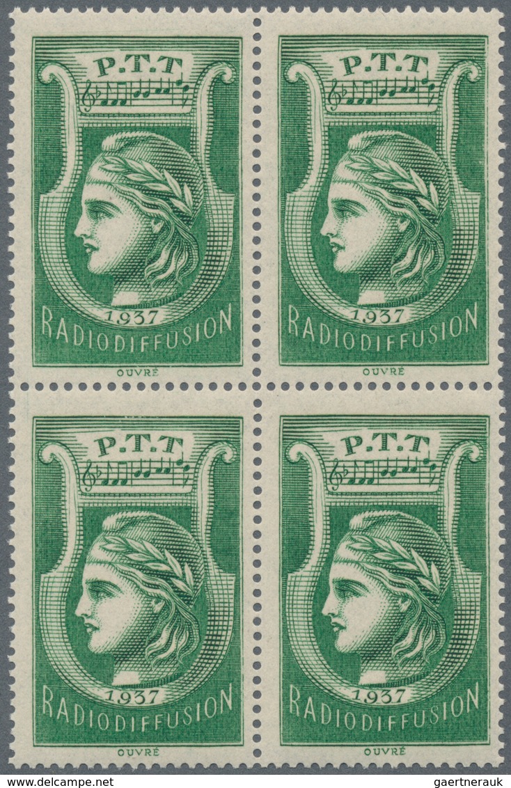 Frankreich - Portomarken: 1937, Radiodiffusion Stamp In Green, Lot Of 50 Stamps Within Multiples, Mi - 1960-.... Neufs