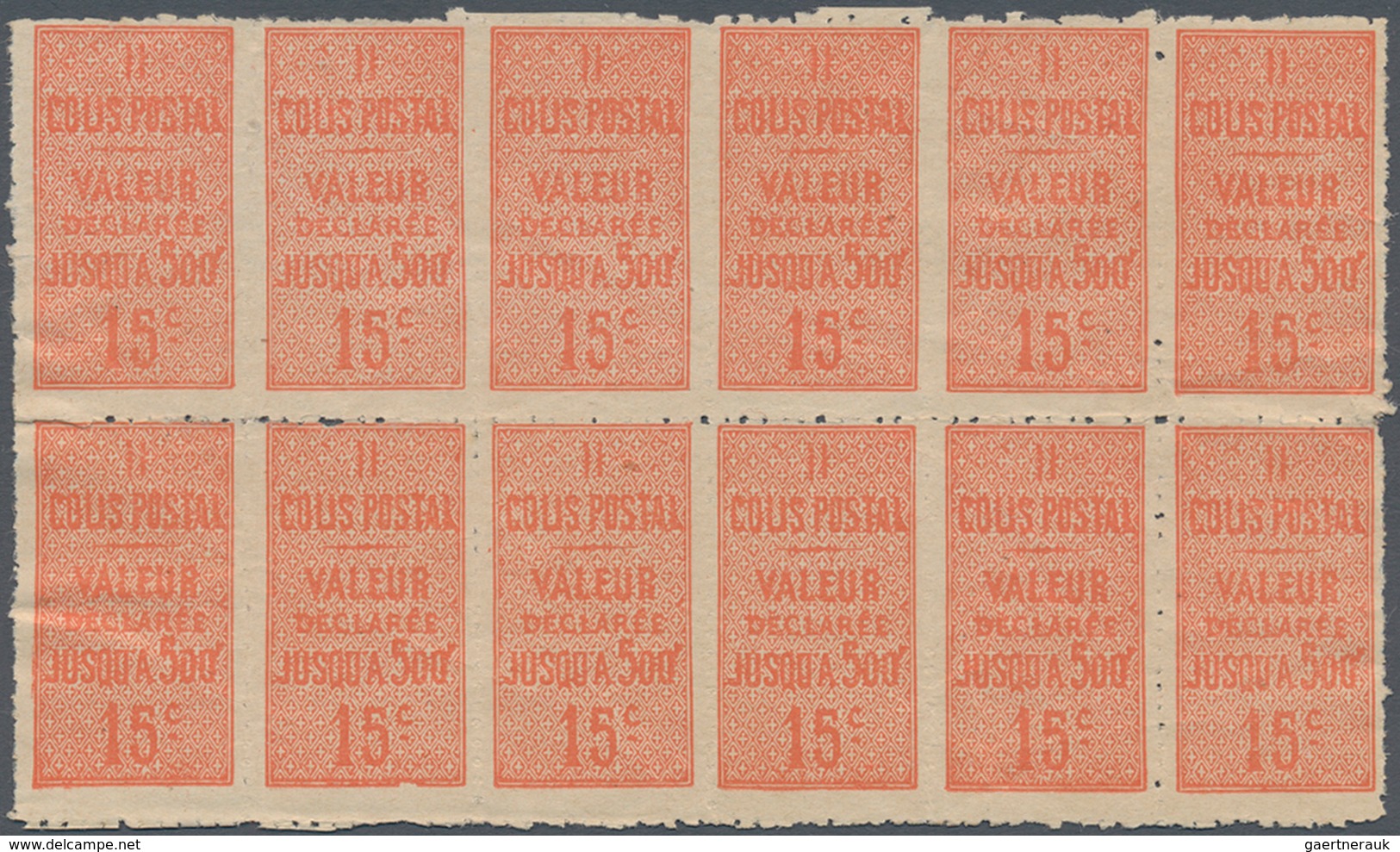 Frankreich - Postpaketmarken: 1922, Colis Postal (Valeur Declares Jusqu’a 500F‘) 15c. Red In An Unus - Autres & Non Classés