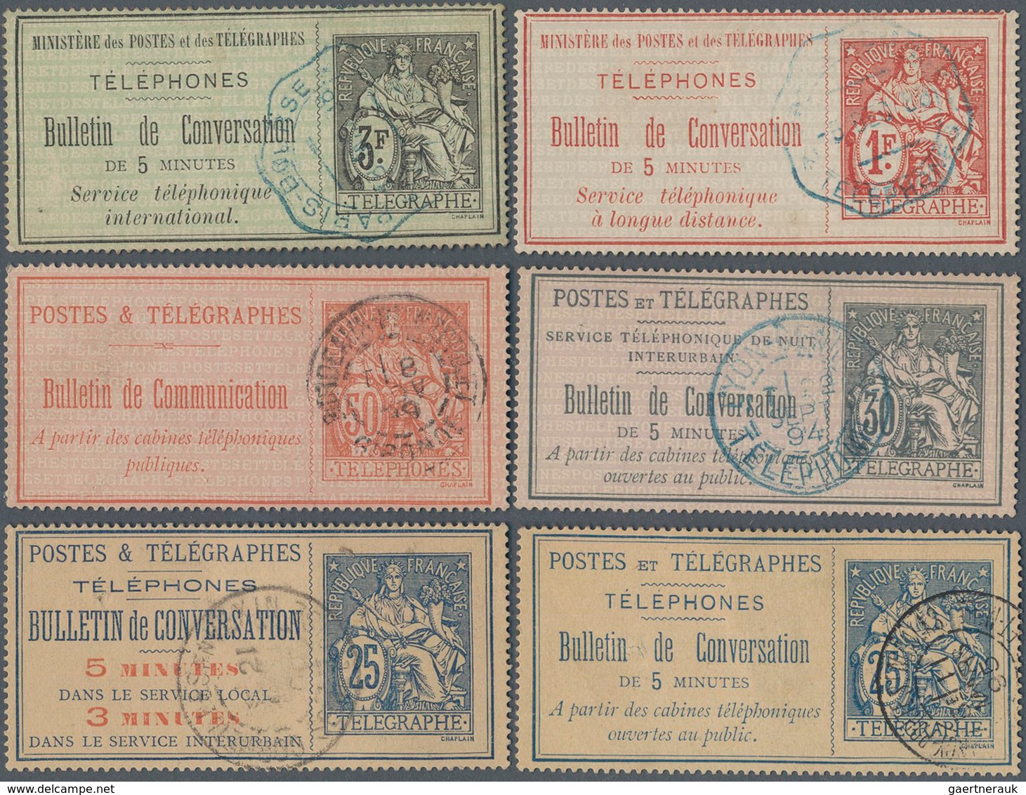 Frankreich - Ganzsachen: 1885/1909, Lot Of Twelve Different Used Telephone Billets, Sight Postal Wea - Otros & Sin Clasificación