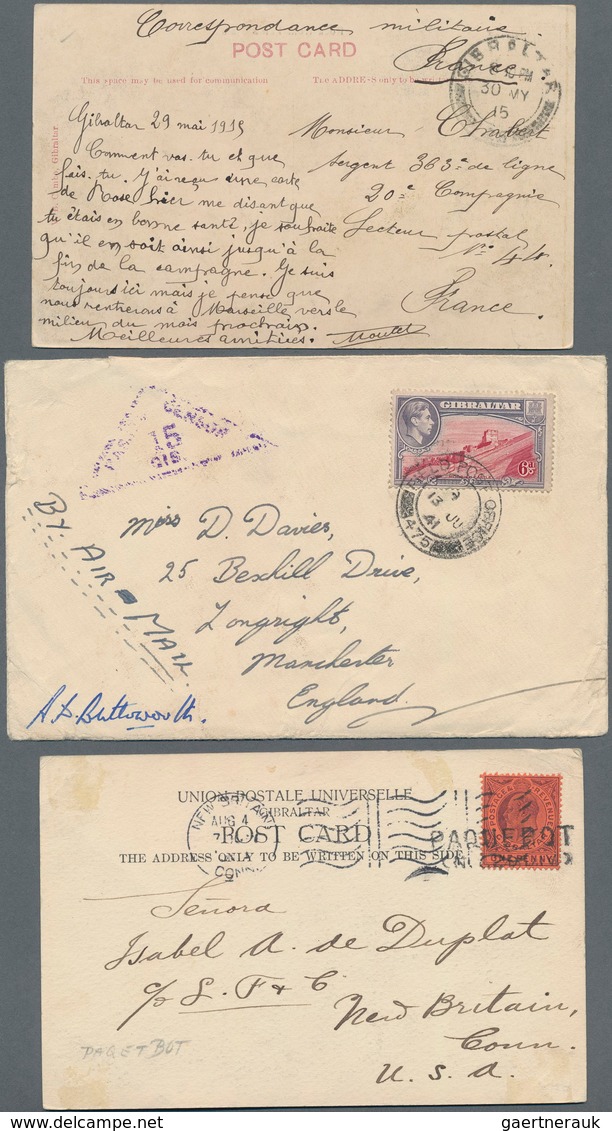 Gibraltar: 1850/1950 (ca.), Lot Of 28 Covers/cards/stationeries, E.g. Censored Mail And Field Post ( - Gibraltar