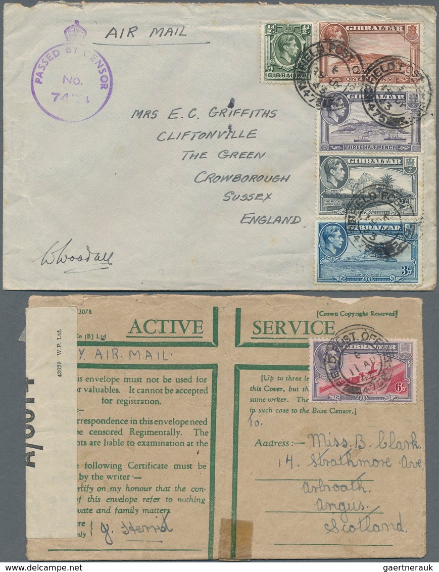 Gibraltar: 1850/1950 (ca.), Lot Of 28 Covers/cards/stationeries, E.g. Censored Mail And Field Post ( - Gibraltar