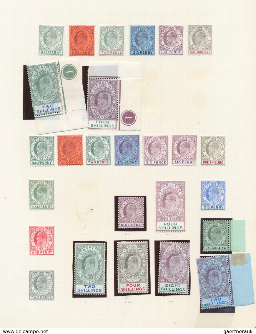 Gibraltar: 1903/1911, KEVII, Splendid Mint Collection Of 26 Stamps On Album Page, Comprising E.g. Cr - Gibraltar