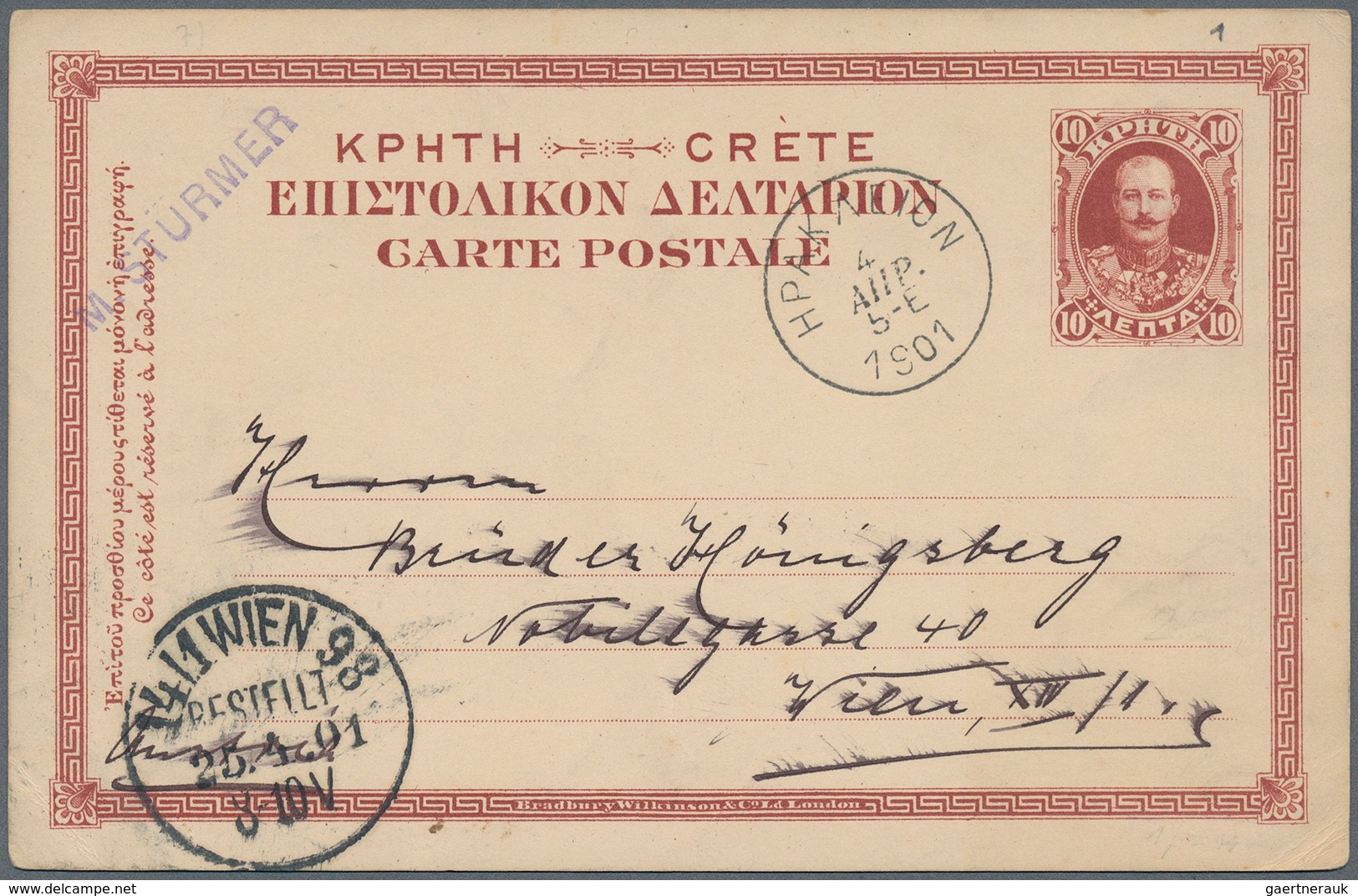 Griechenland - Ganzsachen: 1901/1937, Greece/Crete, Group Of Nine Commercially Used Stationery Cards - Postwaardestukken