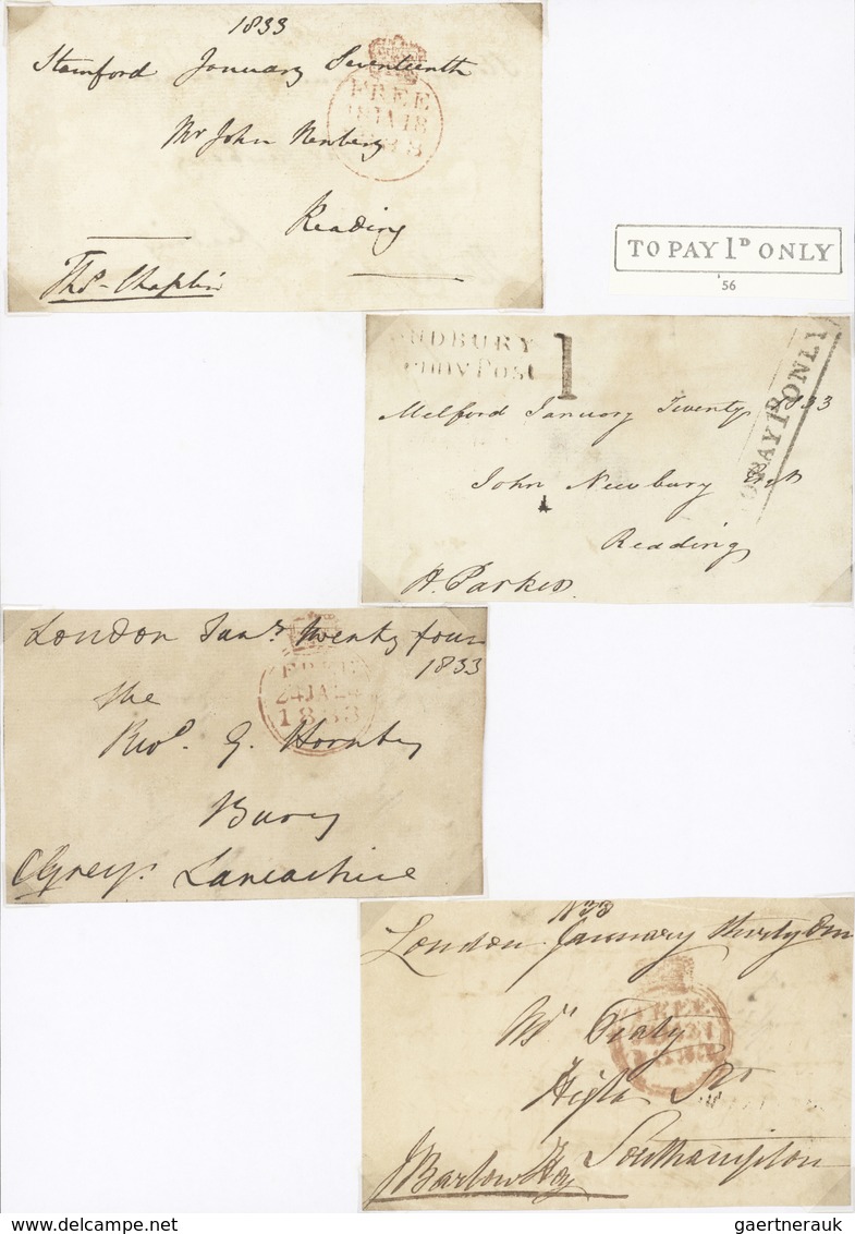 Großbritannien - Vorphilatelie: 1822-1839 FREE FRANK "FRONTS": Collection Of 217 Cut-out Letter Fron - ...-1840 Prephilately