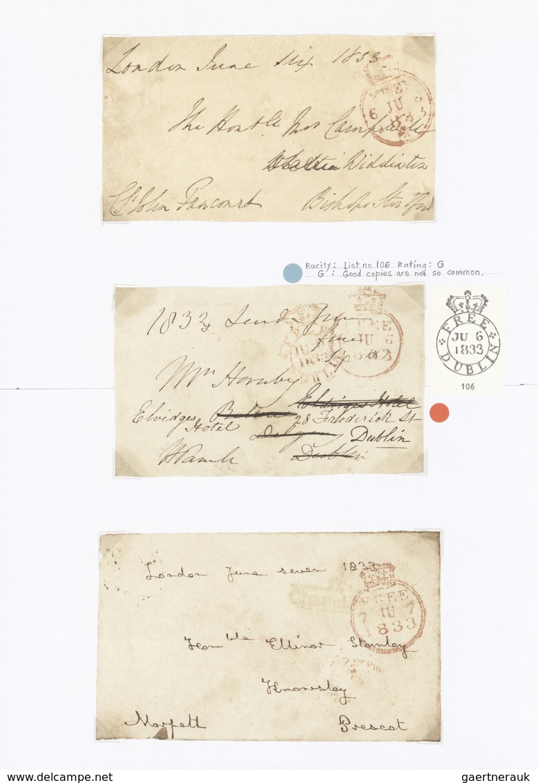 Großbritannien - Vorphilatelie: 1822-1839 FREE FRANK "FRONTS": Collection Of 217 Cut-out Letter Fron - ...-1840 Voorlopers