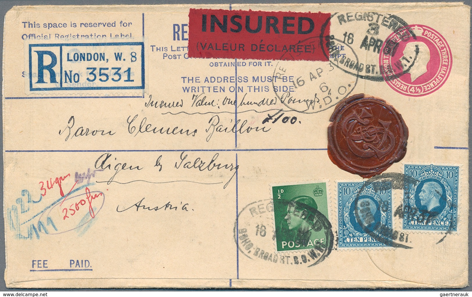 Großbritannien: 1829/1957, GB And British Europe, Group Of 17 Covers/cards, Incl. 1829 Letter To Ind - Autres & Non Classés