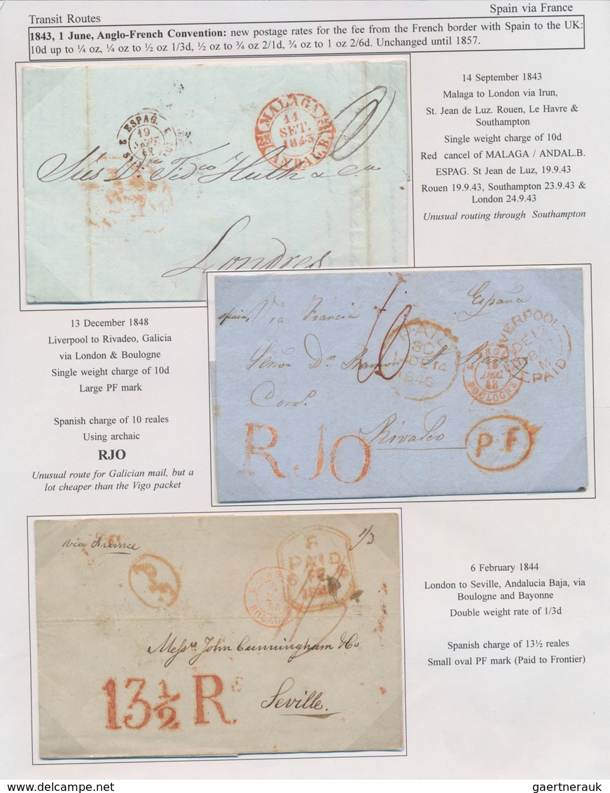 Großbritannien: 1840/1848, "Postal Rates And Routes Great Britain To Spain": 6 Letters Mostly Mounte - Autres & Non Classés