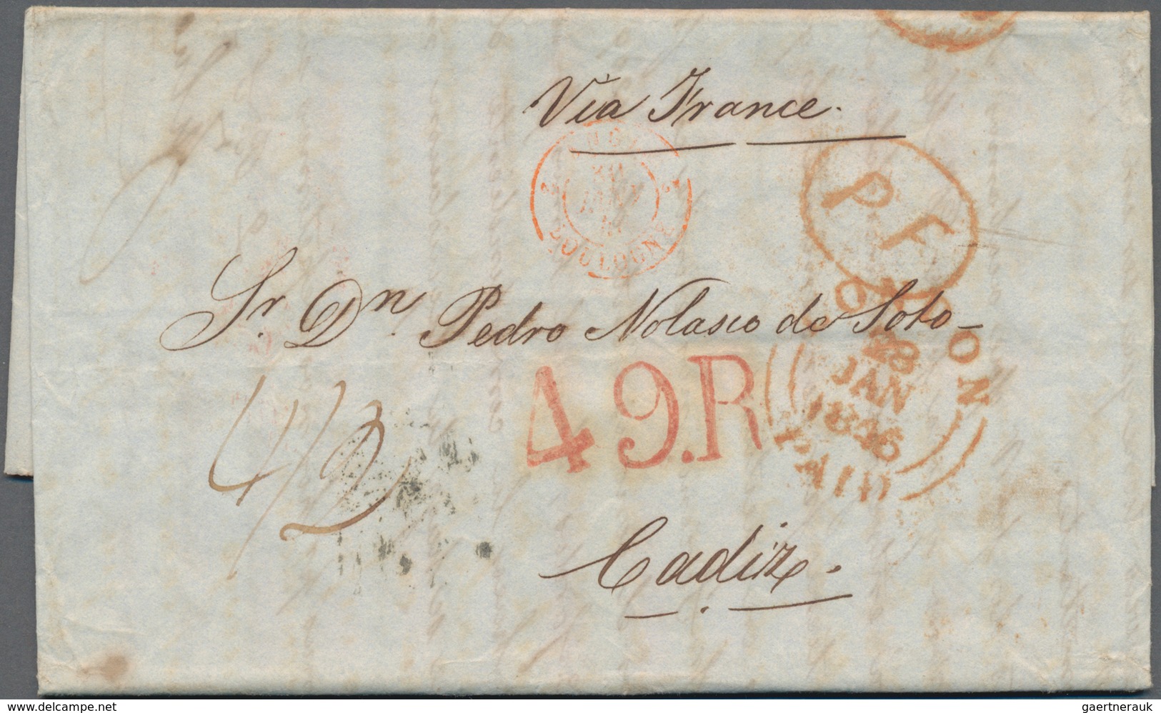 Großbritannien: 1840/1848, "Postal Rates And Routes Great Britain To Spain": 6 Letters Mostly Mounte - Autres & Non Classés