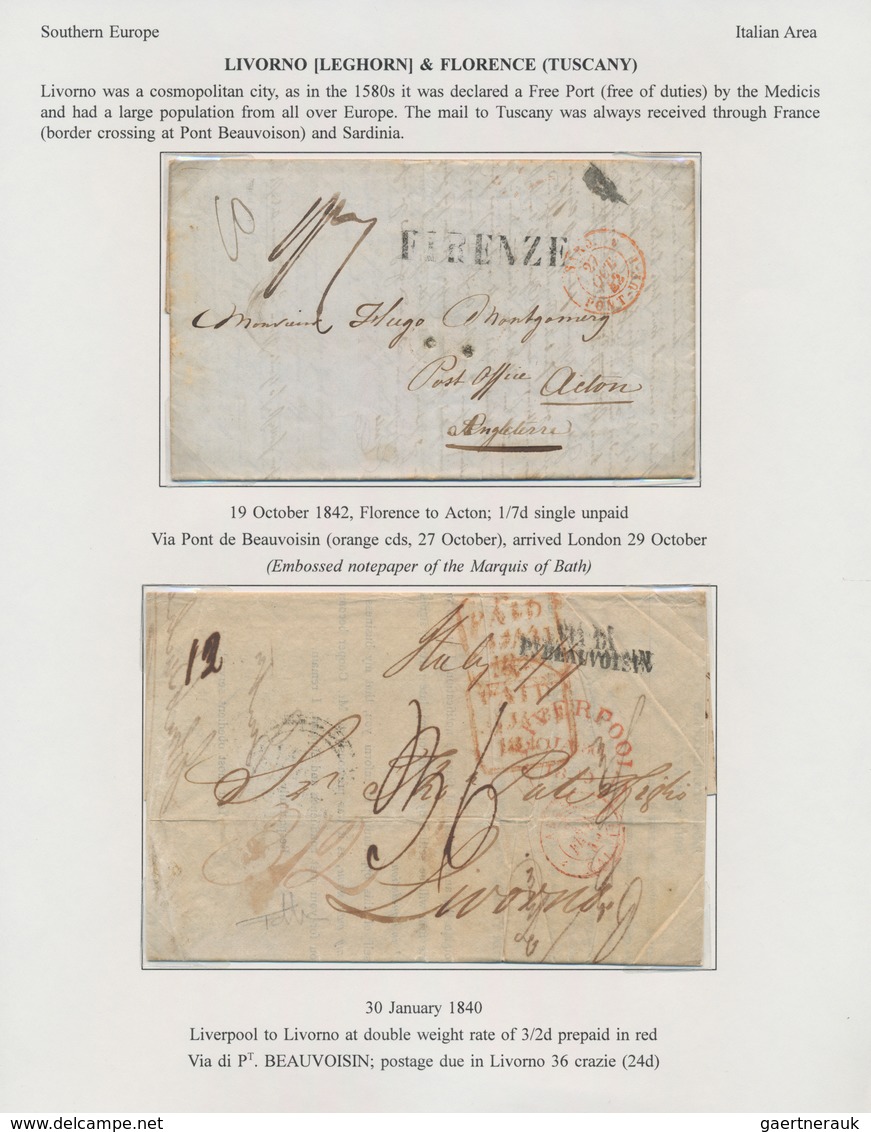 Großbritannien: 1840/1856, "Postal Rates And Routes Great Britain To Italy Vice Versa": 27 Letters M - Andere & Zonder Classificatie