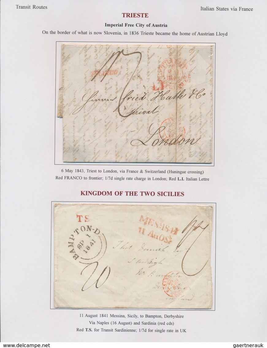 Großbritannien: 1840/1856, "Postal Rates And Routes Great Britain To Italy Vice Versa": 27 Letters M - Other & Unclassified