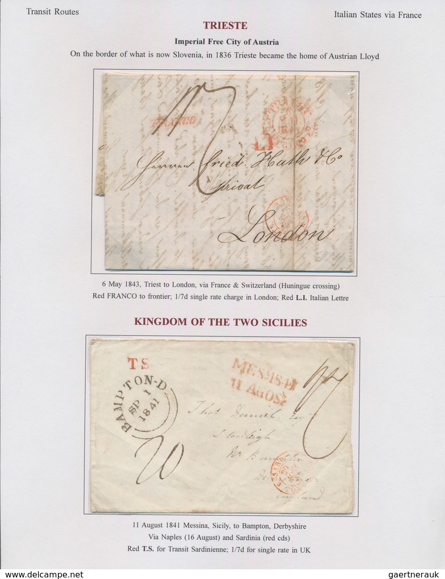 Großbritannien: 1840/1856, "Postal Rates And Routes Great Britain To Italy Vice Versa": 27 Letters M - Andere & Zonder Classificatie