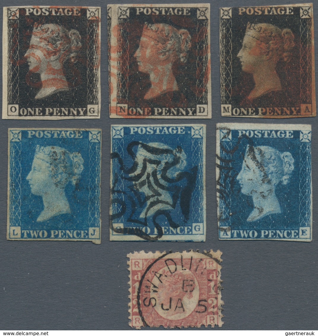 Großbritannien: 1840-1870, Collection Of 56 Early Queen Victoria Stamps, All Used Singles, With Thre - Autres & Non Classés