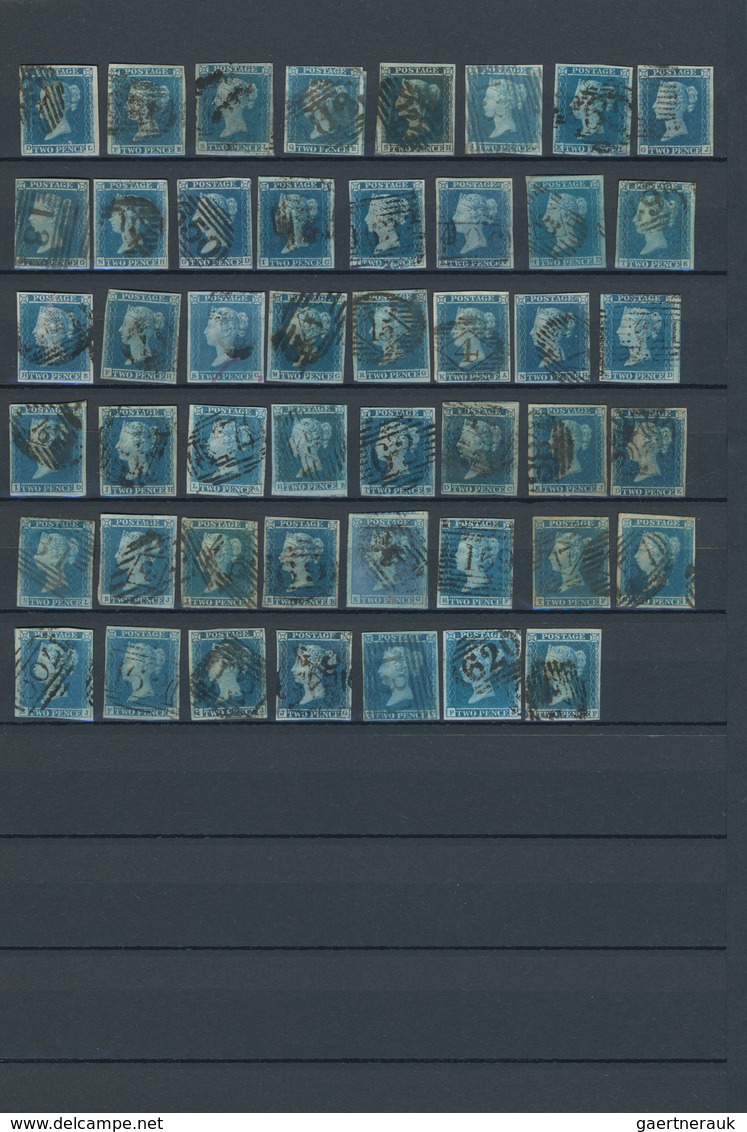 Großbritannien: 1841/1850 (ca.), 2d. Blue "white Lines", Assortment Of 47 Used Stamps With Good Marg - Sonstige & Ohne Zuordnung
