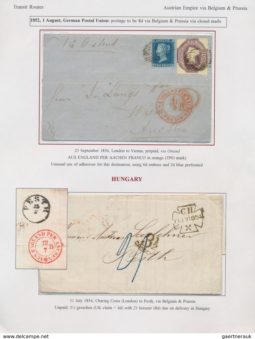 Großbritannien: 1842/1856, 13 Letters, One Of Them Franked With 6 D "embossed" And 2 D, Showing The - Otros & Sin Clasificación