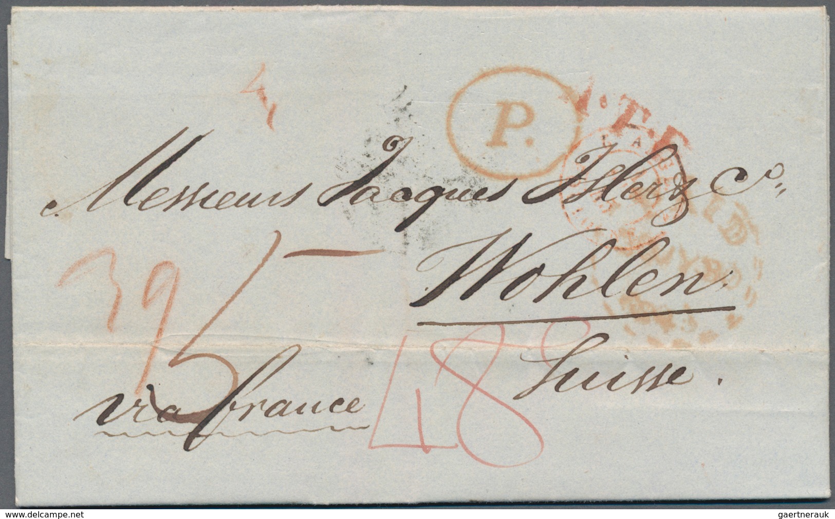 Großbritannien: 1845/1856, "Postal Rates And Routes Great Britain To Switzerland": 8 Letters Mostly - Other & Unclassified