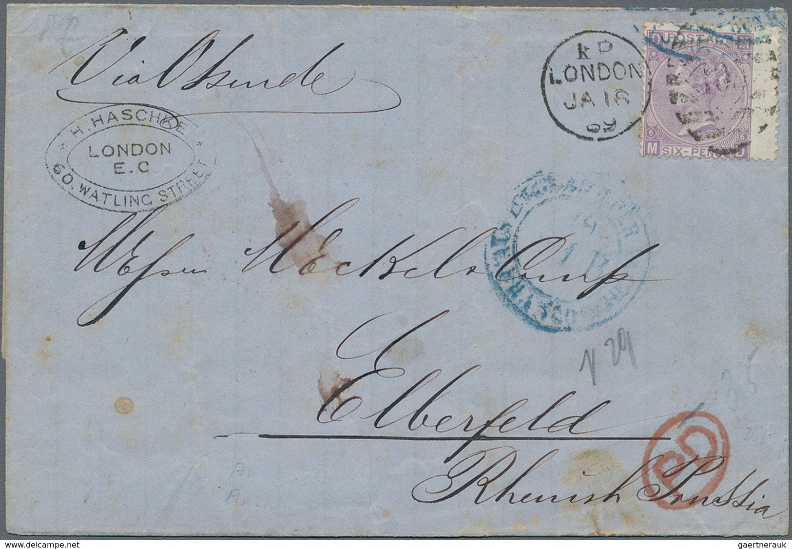 Großbritannien: 1848/1940 (ca.), Lot Of 13 Items, Varied Condition, E.g. Stampless Letter 1848 To An - Andere & Zonder Classificatie