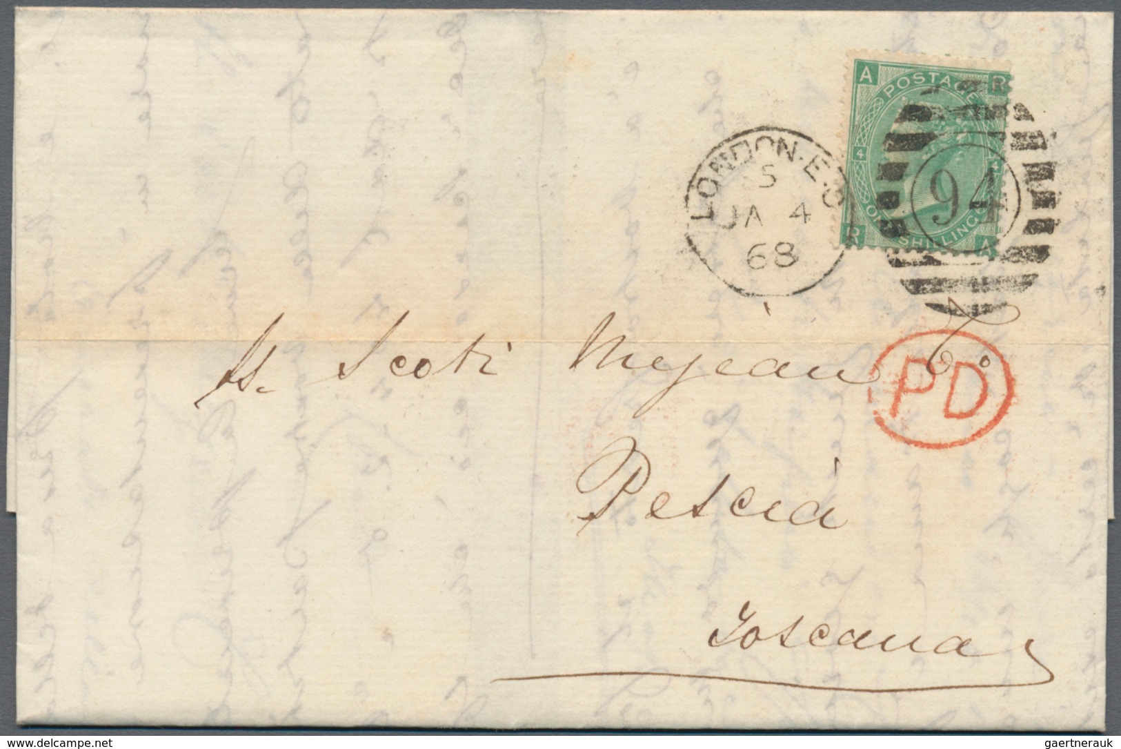 Großbritannien: 1861/1869, 6d. foreign rate franked by surface-printed issues, lot of 52 lettersheet