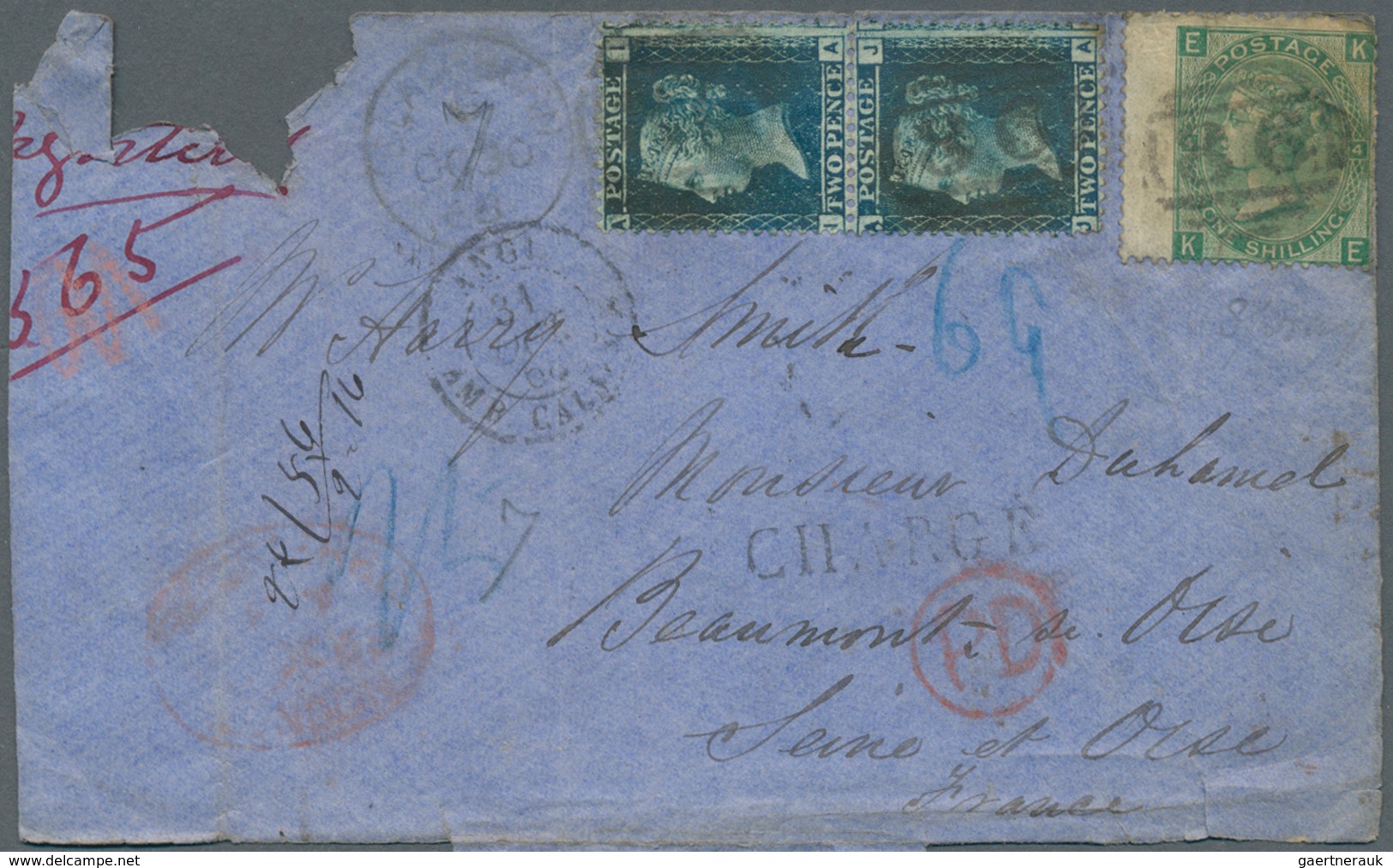 Großbritannien: 1865/1869, Assortment Of 74 Fronts/large Fragments Each Franked With 84 Copies 1s. G - Autres & Non Classés