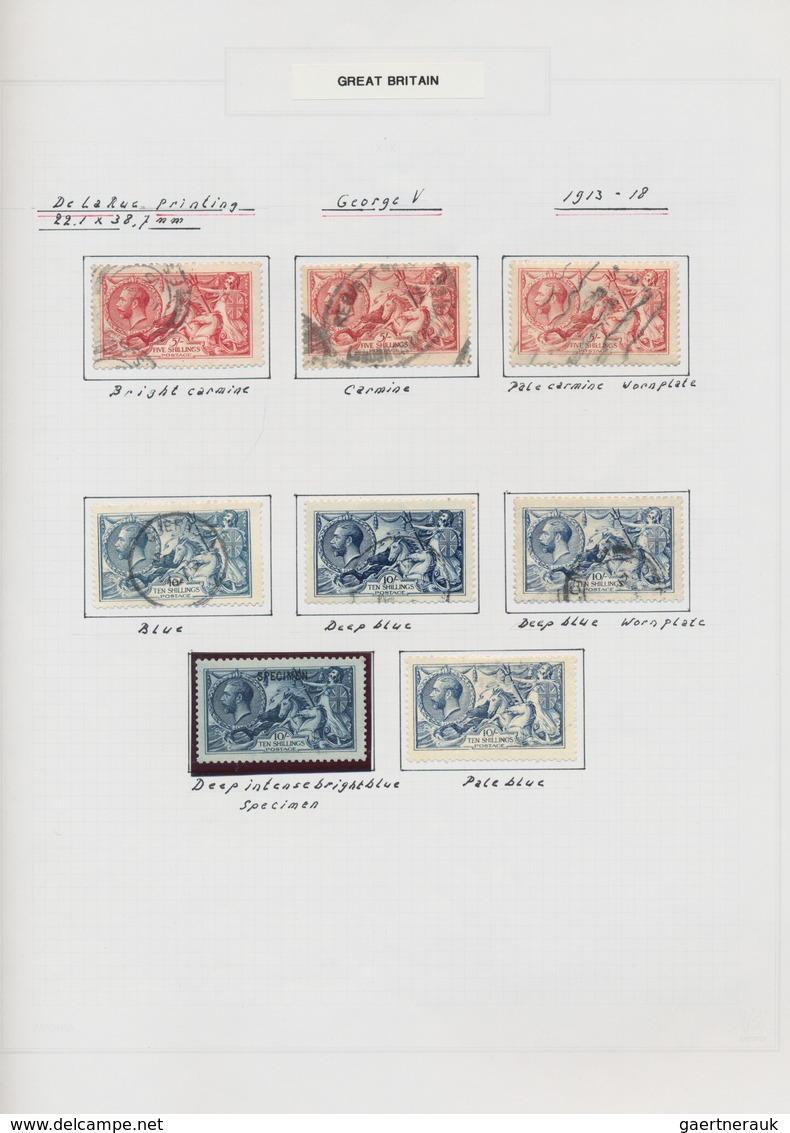 Großbritannien: 1913/1934, Seahorses, Specialised Collection Of 86 Stamps Of All Denomination Incl. - Andere & Zonder Classificatie