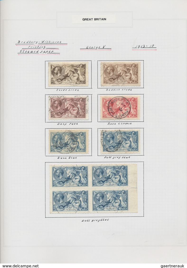 Großbritannien: 1913/1934, Seahorses, Specialised Collection Of 86 Stamps Of All Denomination Incl. - Andere & Zonder Classificatie