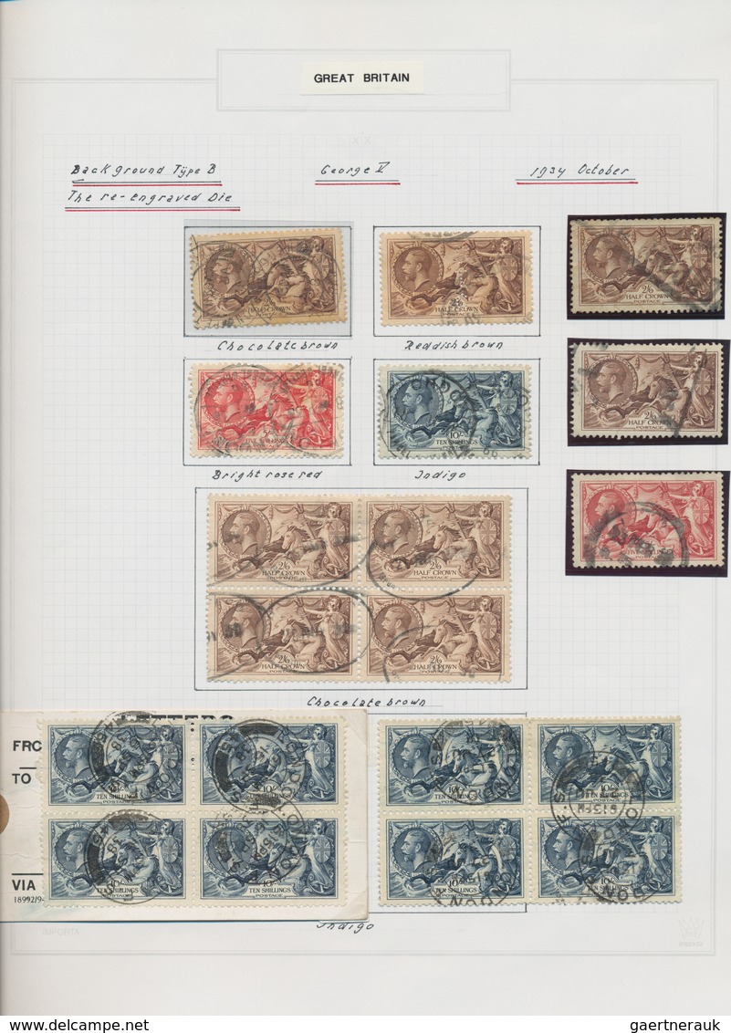 Großbritannien: 1913/1934, Seahorses, Specialised Collection Of 86 Stamps Of All Denomination Incl. - Autres & Non Classés