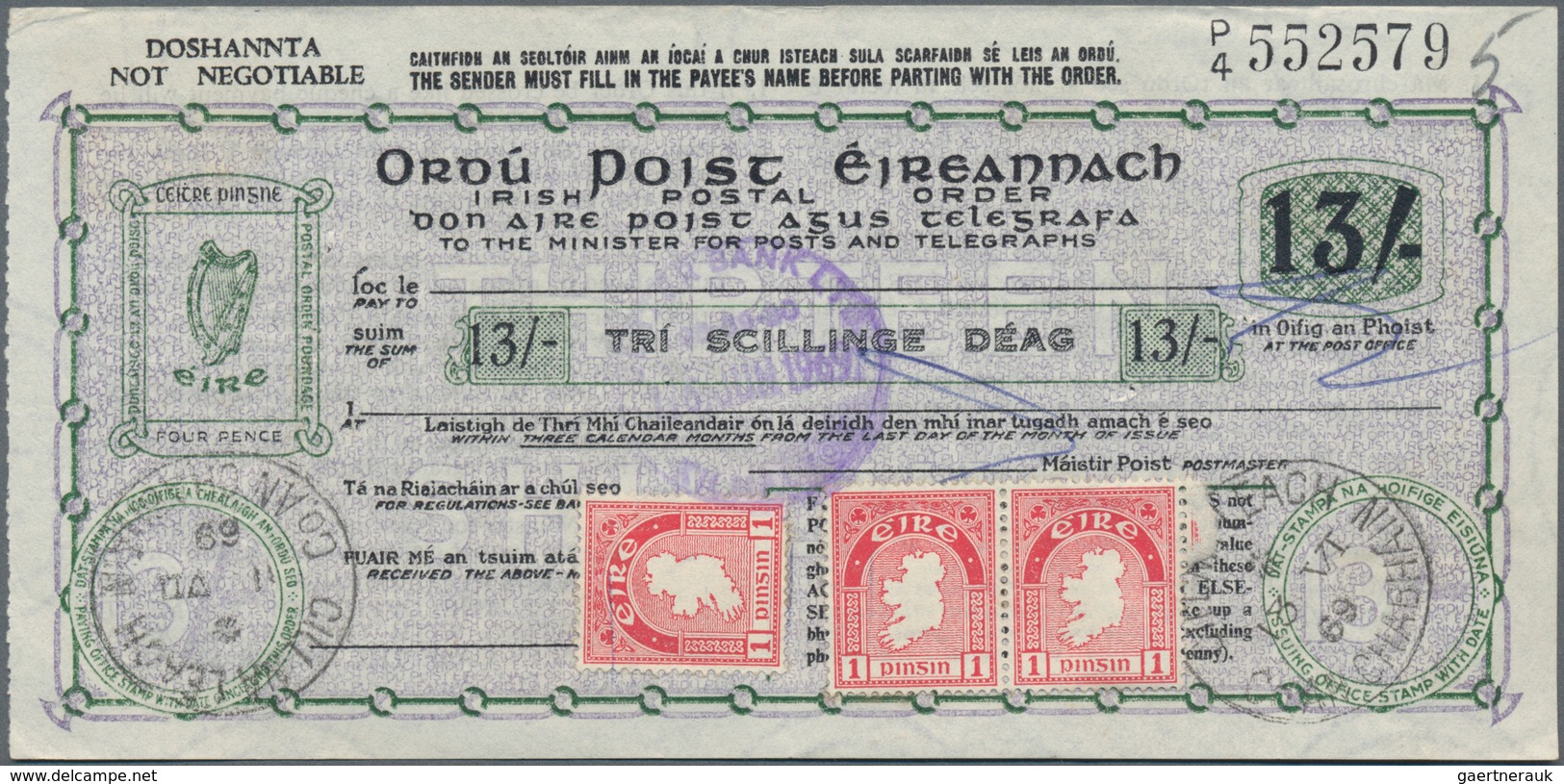 Irland - Ganzsachen: 1925/2001 Collection Of 84 CTO-used And Commercially Used Postal Money Orders B - Entiers Postaux