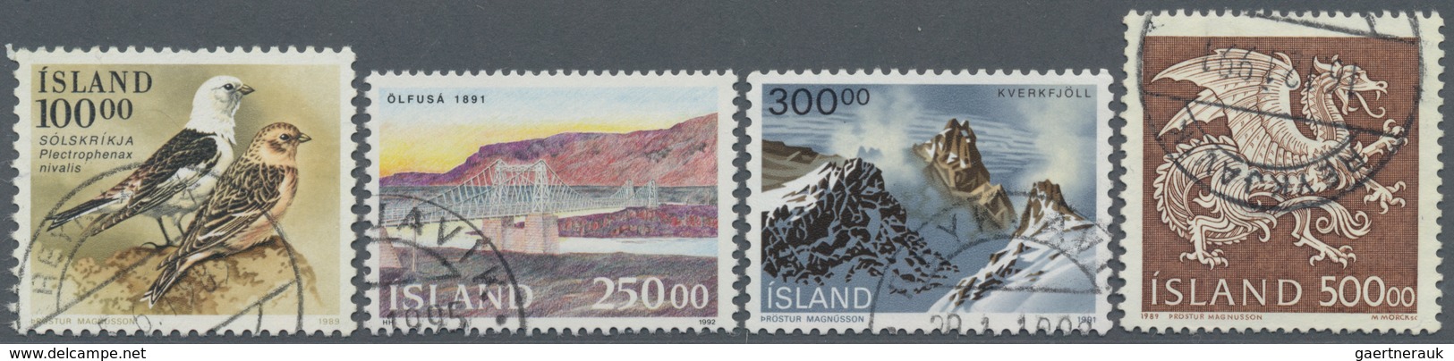 Island: 1989/1992 (ca.), Duplicates On Stockcards With Four Different High-denominated Stamps All In - Andere & Zonder Classificatie